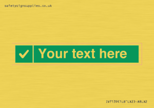 Custom green background, green square with tick sign